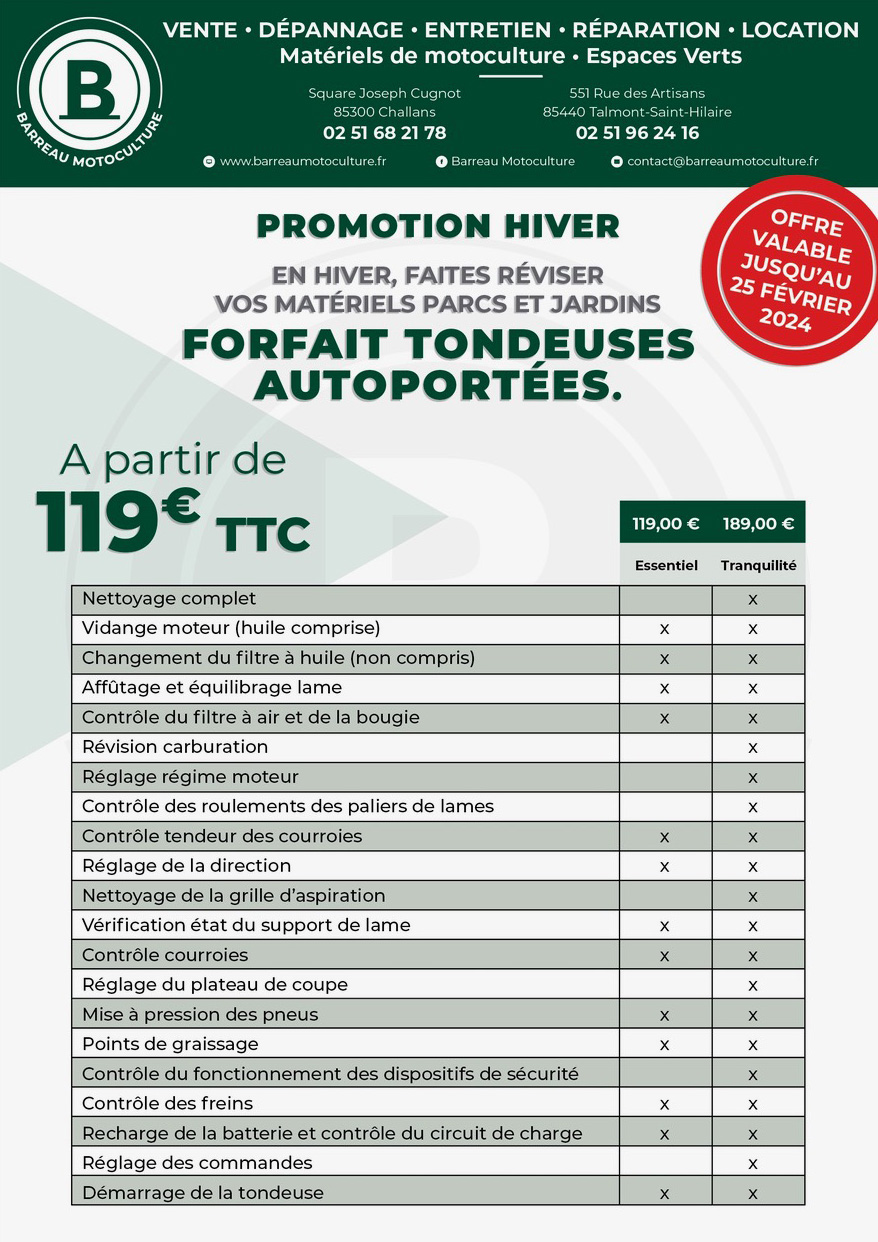 revision tondeuse